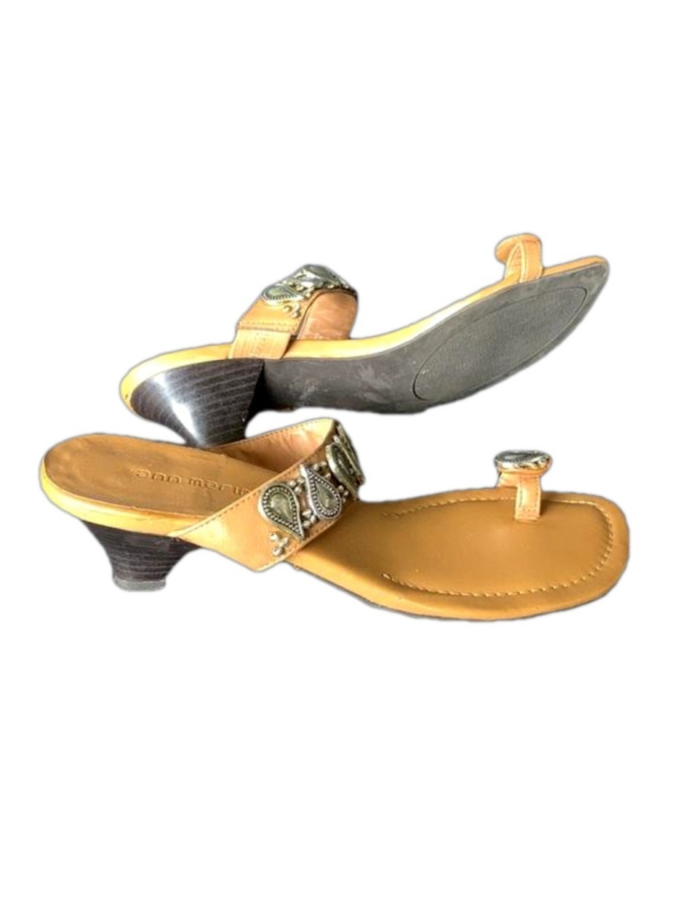 Ann Marino Tan Heeled Mule Sandals 8.5